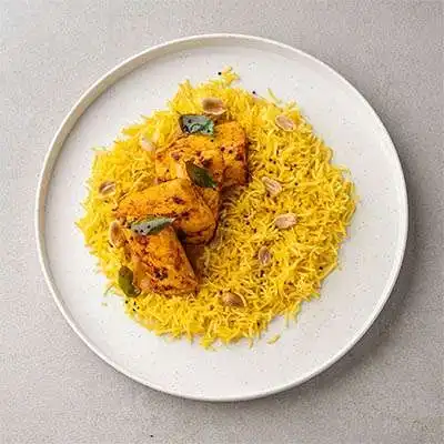 Curry Leaf Tawa Fish With Lemon Peanut Rice
